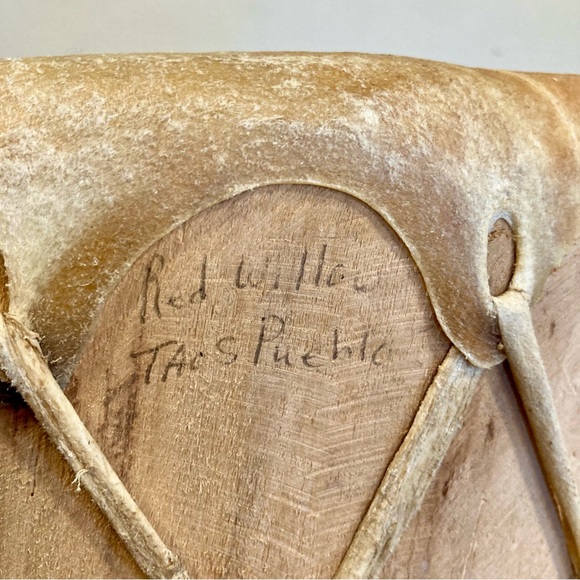 Rawhide Hand Drum Taos Pueblo Red Willow Leather and Wood - Picture 14 of 14